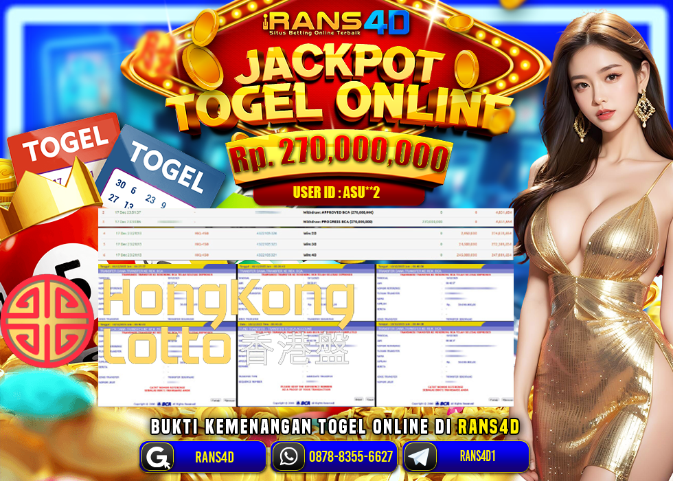 RANS4D JACKPOT TOGEL ONLINE HONGKONG LOTTO RP 270.000.000; LUNAS