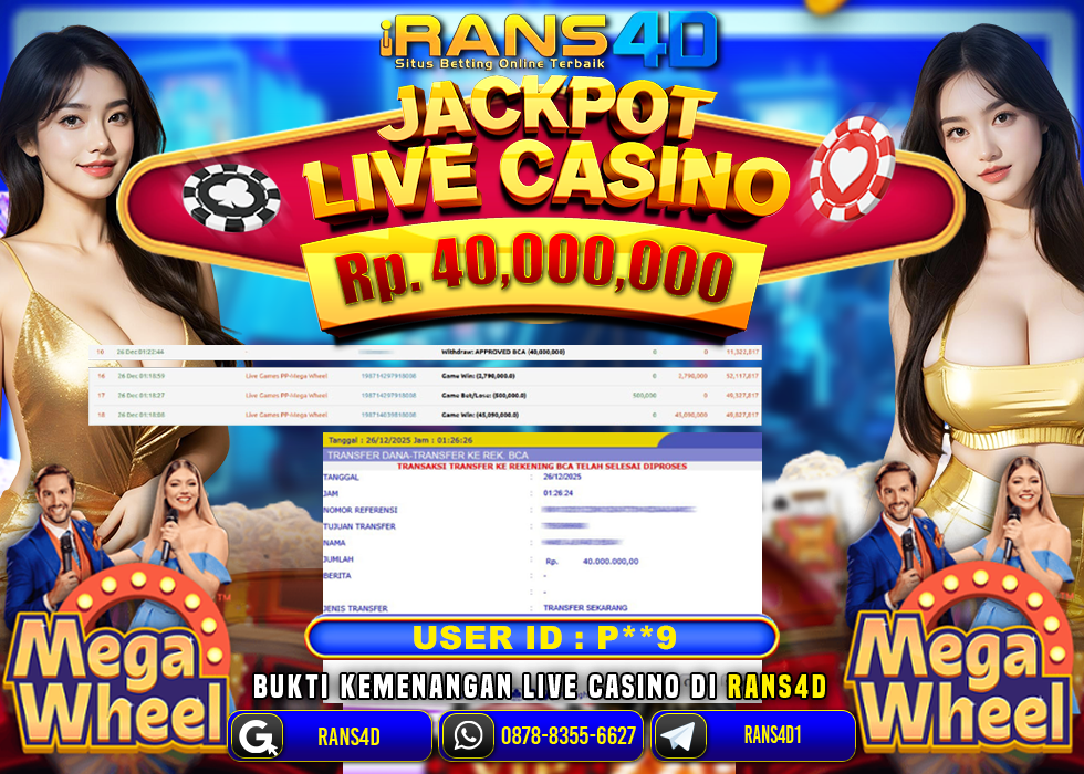 RANS4D JACKPOT LIVE GAME MEGAWHEEL RP 40.000.000; LUNAS