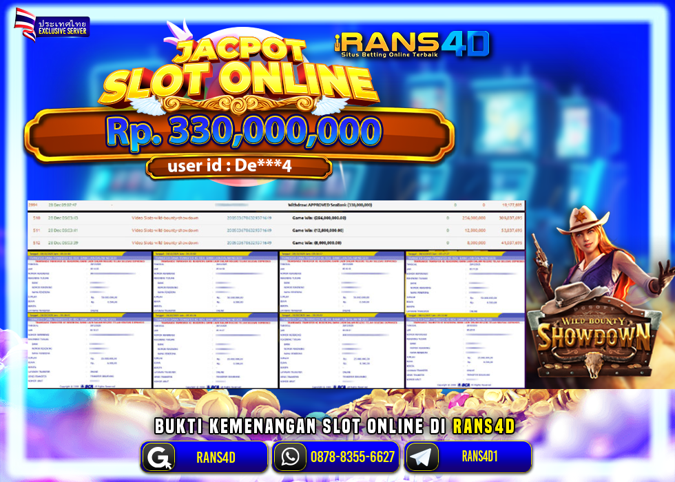 RANS4D JACKPOT SLOT PG SOFT WILD BOUNTY SHOWDOWN RP 330.000.000; LUNAS
