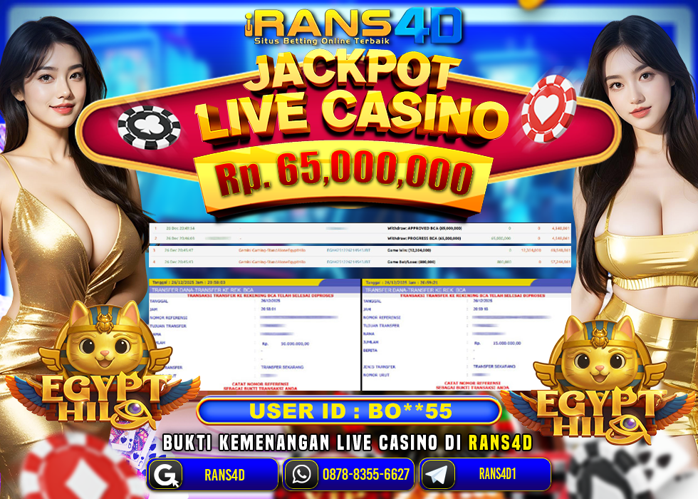 RANS4D JACKPOT LIVE CASINO EGYPT HILO RP 65.000.000; LUNAS